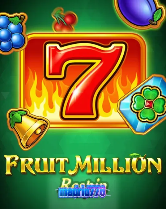Tampilan visual slot Fruit Million Respin dengan simbol buah klasik dan latar belakang modern.